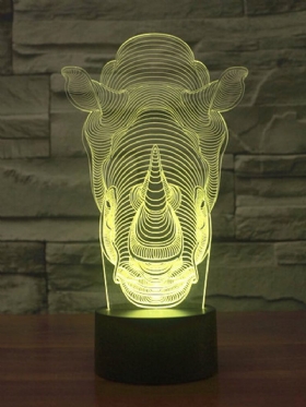 Animals Rhino 3d Led Illusion Night Light 7 Αλλαγή Χρώματος Διακόπτης Αφής Επιτραπέζιο Φωτιστικό Γραφείου Σπιτιού