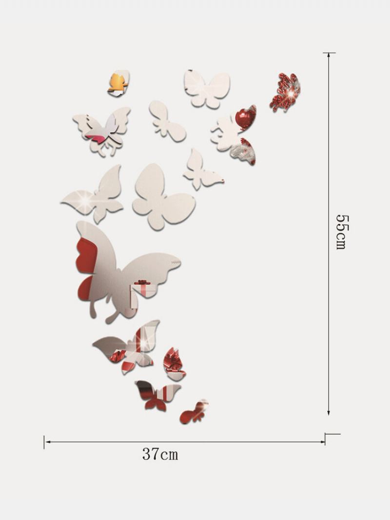Αυτοκόλλητο 14 Τεμ. Ακρυλικό 3d Σχέδιο Πεταλούδας Αφαιρούμενο Καθρέφτης Σπιτιού
