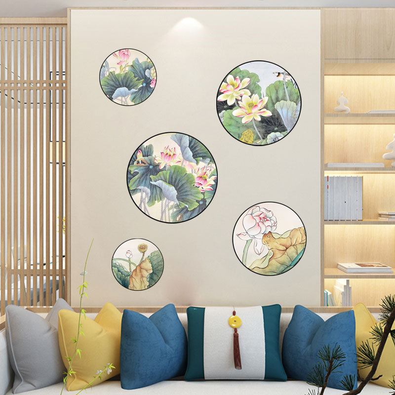 Αυτοκόλλητο Miico 2pcs Lotus Painting Διακόσμηση Δωματίου Μελέτης Σπιτιού Τοίχου Συνδυαστικά Αυτοκόλλητα