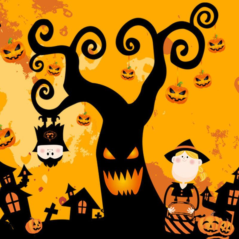 Αυτοκόλλητο Pvc Halloween Tree House Haunted Castle Pumpkin Light Τοίχου Διακόσμηση Παραθύρου