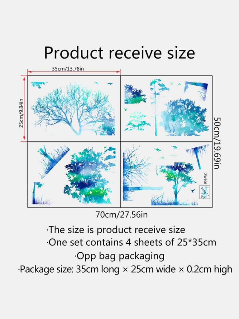 Αυτοκόλλητο Σαλόνι Υπνοδωμάτιο Με Πτυσσόμενο Μοτίβο Δάσους Δέντρου Τοίχου