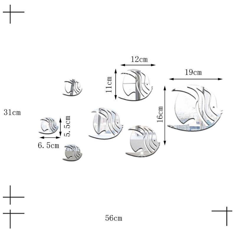 Αυτοκόλλητο Τοίχου Bubble Fish Με Καθρέφτη Ωκεανού Ακρυλικό Κατάλληλο Για Παιδικό Δωμάτιο Νηπιαγωγείο