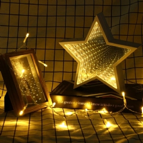 Creative Cute Star Mirror Lamp Led Night Light Tunnel For Kid Gift Atmosphere White/werm White