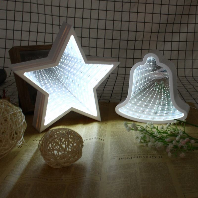 Creative Cute Star Mirror Lamp Led Night Light Tunnel For Kid Gift Atmosphere White/werm White