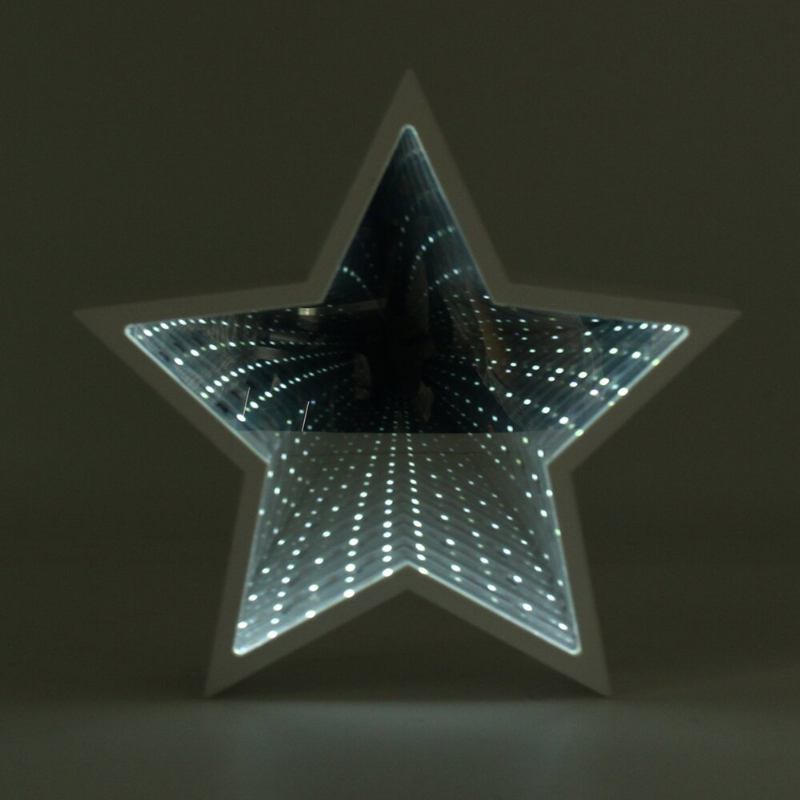 Creative Cute Star Mirror Lamp Led Night Light Tunnel For Kid Gift Atmosphere White/werm White