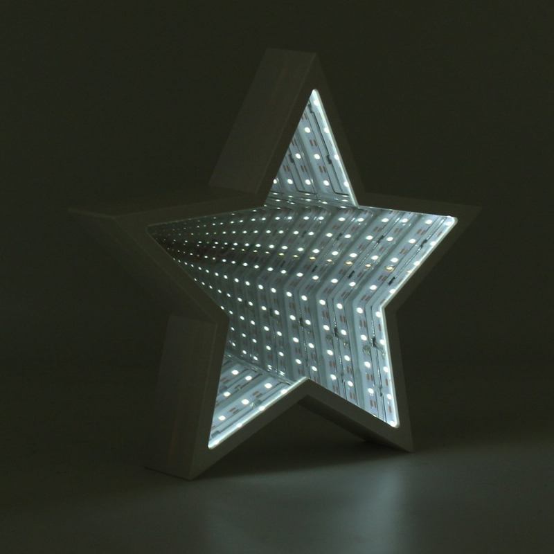 Creative Cute Star Mirror Lamp Led Night Light Tunnel For Kid Gift Atmosphere White/werm White