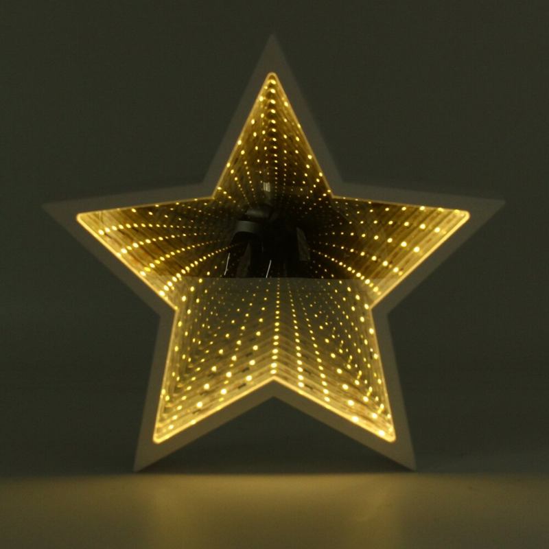 Creative Cute Star Mirror Lamp Led Night Light Tunnel For Kid Gift Atmosphere White/werm White