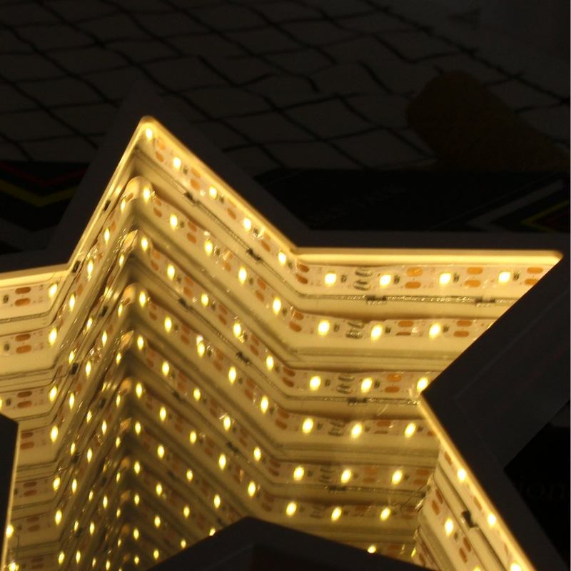 Creative Cute Star Mirror Lamp Led Night Light Tunnel For Kid Gift Atmosphere White/werm White