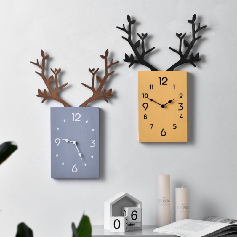 Creative Ins Antler Clock Nordic Decoration Ρολόι Τοίχου Με Αθόρυβη Κίνηση Για Γραφείο Σαλονιού