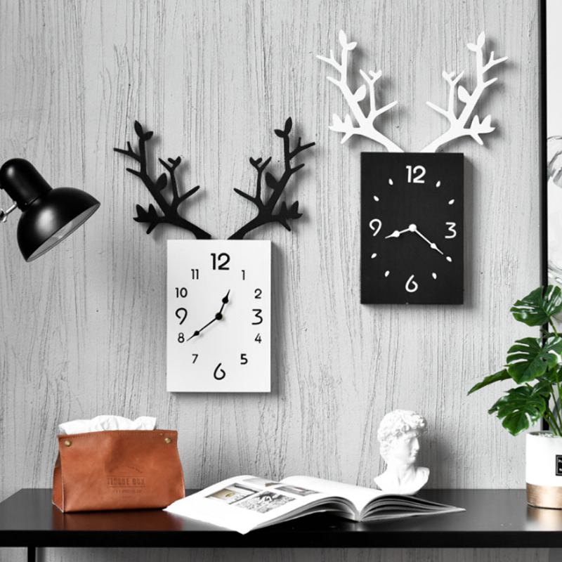 Creative Ins Antler Clock Nordic Decoration Ρολόι Τοίχου Με Αθόρυβη Κίνηση Για Γραφείο Σαλονιού