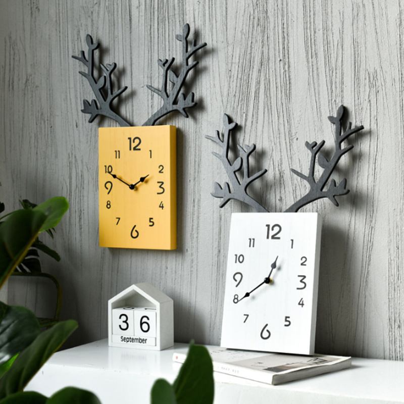 Creative Ins Antler Clock Nordic Decoration Ρολόι Τοίχου Με Αθόρυβη Κίνηση Για Γραφείο Σαλονιού