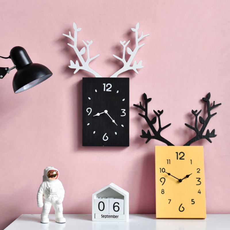 Creative Ins Antler Clock Nordic Decoration Ρολόι Τοίχου Με Αθόρυβη Κίνηση Για Γραφείο Σαλονιού