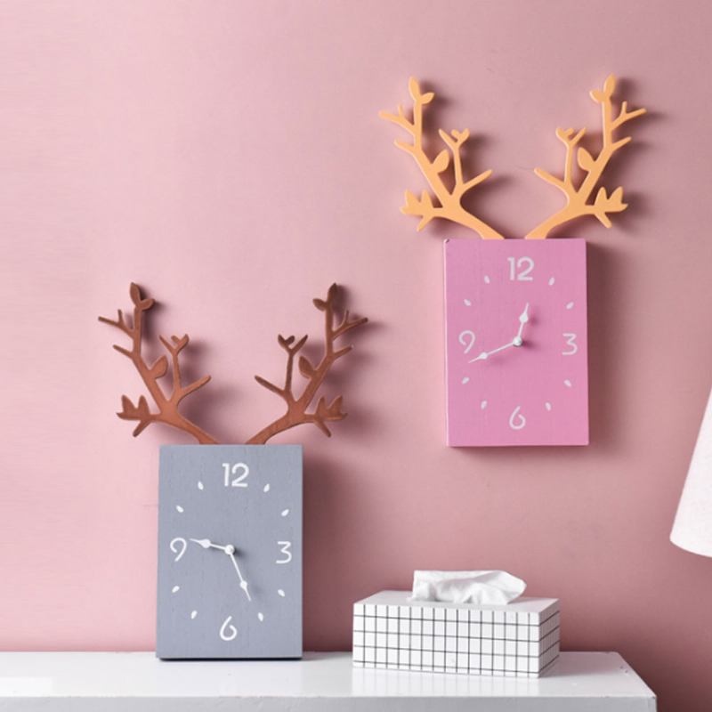 Creative Ins Antler Clock Nordic Decoration Ρολόι Τοίχου Με Αθόρυβη Κίνηση Για Γραφείο Σαλονιού