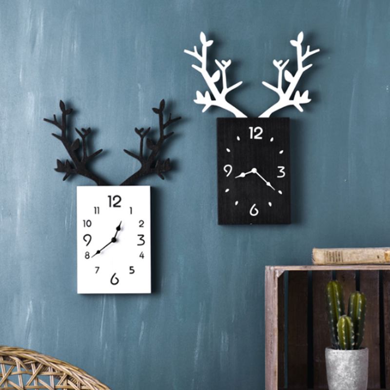 Creative Ins Antler Clock Nordic Decoration Ρολόι Τοίχου Με Αθόρυβη Κίνηση Για Γραφείο Σαλονιού