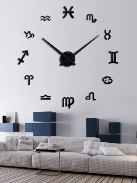 Δημιουργικό Ρολόι Τοίχου Mute Διακόσμηση Αυτοκόλλητα Diy Acrylic 12 Zodiac Constellation Μεγάλο Σαλόνι