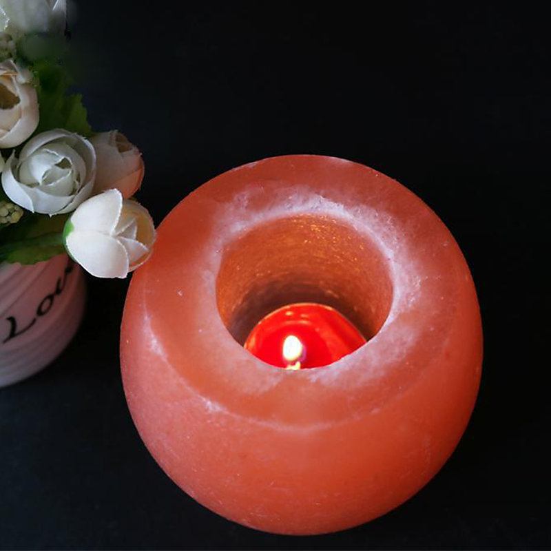 Επιτραπέζιο Φωτιστικό Crystal Night Light Κηροπήγιο Natural Salt Rock Tealight Καθαρισμού Αέρα