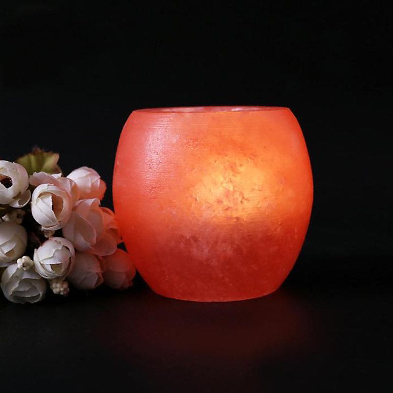 Επιτραπέζιο Φωτιστικό Crystal Night Light Κηροπήγιο Natural Salt Rock Tealight Καθαρισμού Αέρα