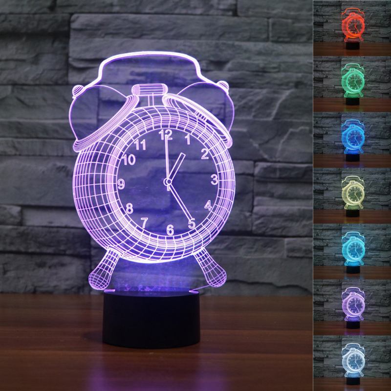 Φωτιστικό Ξυπνητήρι 3d Visual Led Night Light Usb Φόρτισης Διακόσμηση Σπιτιού Κρεβατοκάμαρας