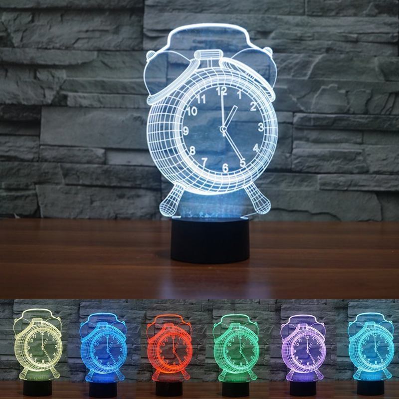 Φωτιστικό Ξυπνητήρι 3d Visual Led Night Light Usb Φόρτισης Διακόσμηση Σπιτιού Κρεβατοκάμαρας