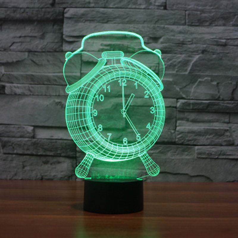 Φωτιστικό Ξυπνητήρι 3d Visual Led Night Light Usb Φόρτισης Διακόσμηση Σπιτιού Κρεβατοκάμαρας