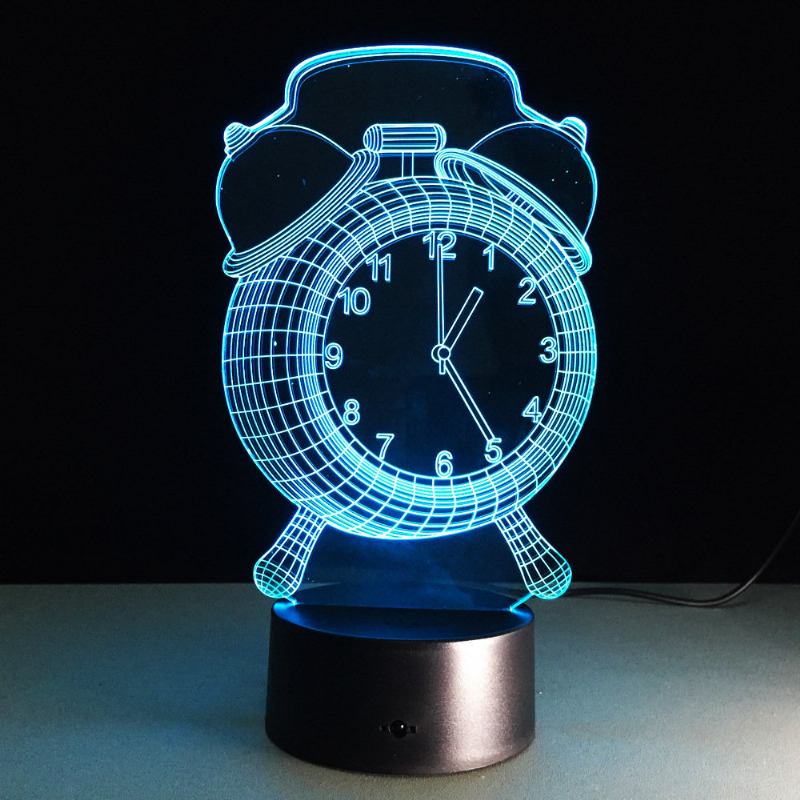 Φωτιστικό Ξυπνητήρι 3d Visual Led Night Light Usb Φόρτισης Διακόσμηση Σπιτιού Κρεβατοκάμαρας