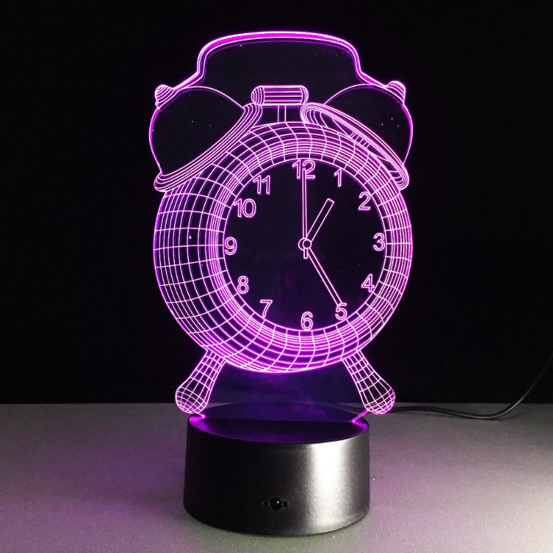 Φωτιστικό Ξυπνητήρι 3d Visual Led Night Light Usb Φόρτισης Διακόσμηση Σπιτιού Κρεβατοκάμαρας