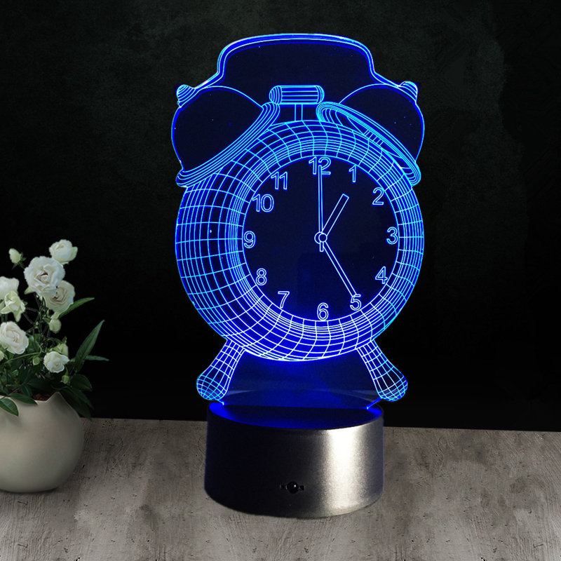 Φωτιστικό Ξυπνητήρι 3d Visual Led Night Light Usb Φόρτισης Διακόσμηση Σπιτιού Κρεβατοκάμαρας