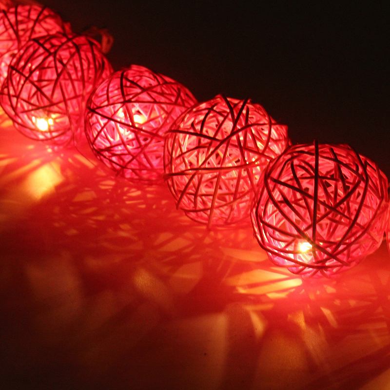 Γαμήλιο Πάρτι 35 Led Rattan Ball String Light Home Garden Fairy Colorful Lamp Wedding Party