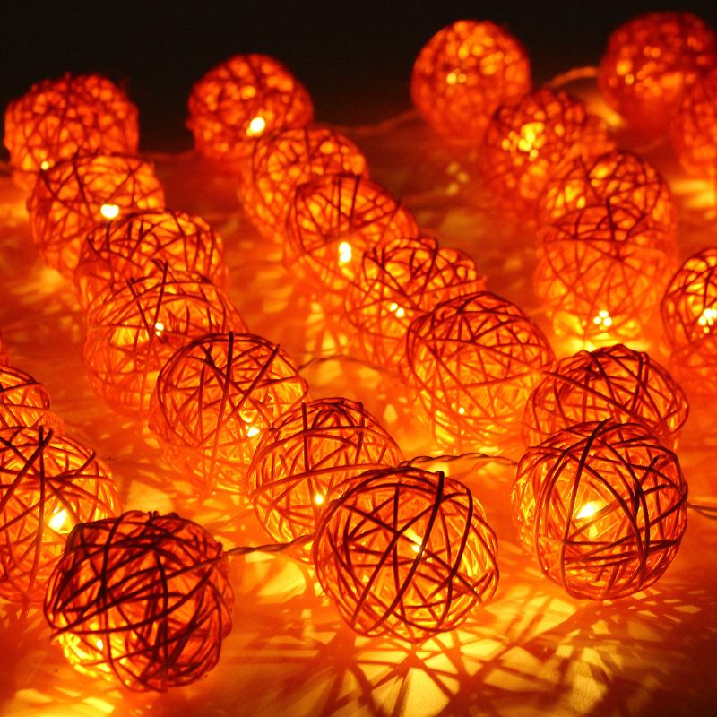 Γαμήλιο Πάρτι 35 Led Rattan Ball String Light Home Garden Fairy Colorful Lamp Wedding Party