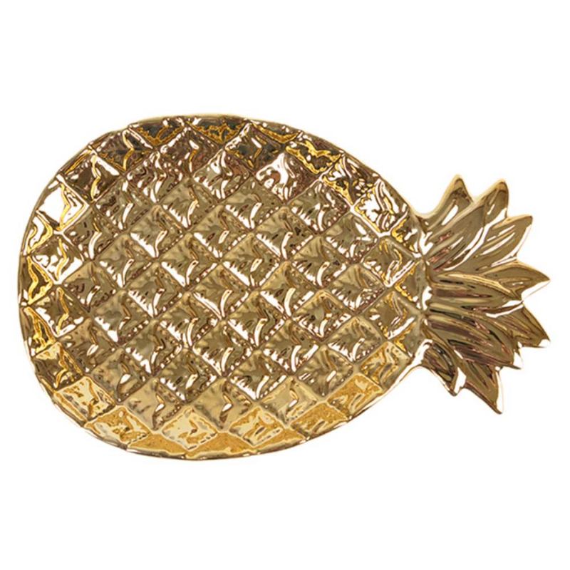 Golden Pineapple Model Κεραμικό Πιάτο Με Δημιουργική Γυαλιστερή Επιμετάλλωση Εκλεκτός Δίσκος Αποθήκευσης Κοσμημάτων Με Επιδόρπιο Με Φρούτα