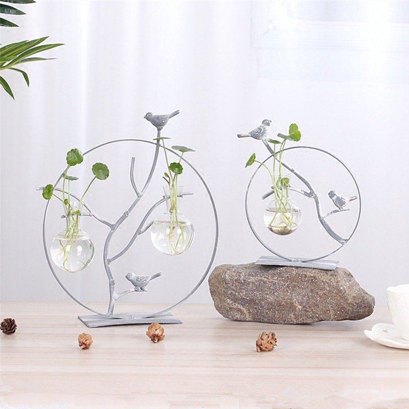 Iron Bird Flower Vase Creative Hydroponic Container Γυάλινο Διακόσμηση Σπιτιού