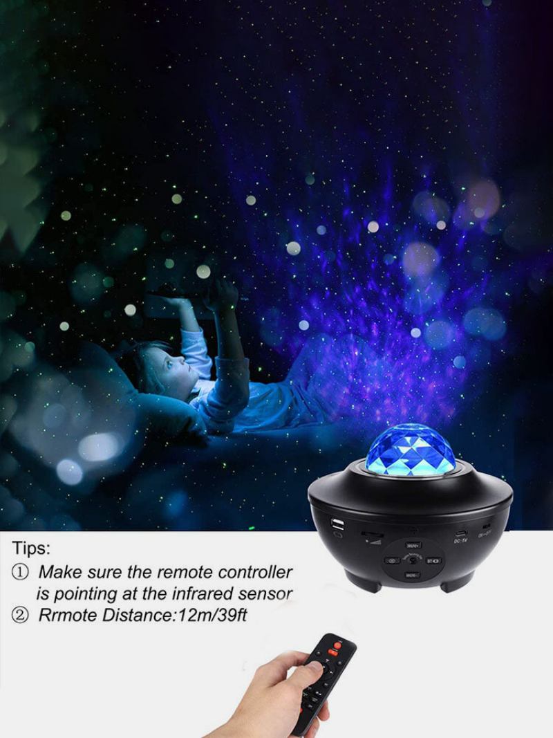 Led Ρομαντικό Πολύχρωμο Starry Sky Galaxy Projector Night Light Τηλεχειριστήριο Usb Fairy Neon Projection Lamp