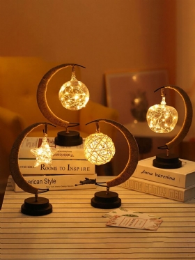 Led Stars Φωτιστικό Φεγγαριού Rattan Ball Apple Night Light Χειροποίητο Σχοινί Κάνναβης Στο Κομοδίνο Διακοσμητικό Επιτραπέζιο Χειροποίητα Δώρα Γενεθλίων Διακόσμηση Σπιτιού