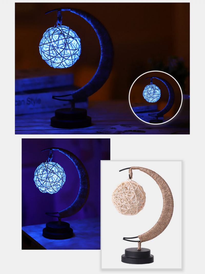 Led Stars Φωτιστικό Φεγγαριού Rattan Ball Apple Night Light Χειροποίητο Σχοινί Κάνναβης Στο Κομοδίνο Διακοσμητικό Επιτραπέζιο Χειροποίητα Δώρα Γενεθλίων Διακόσμηση Σπιτιού