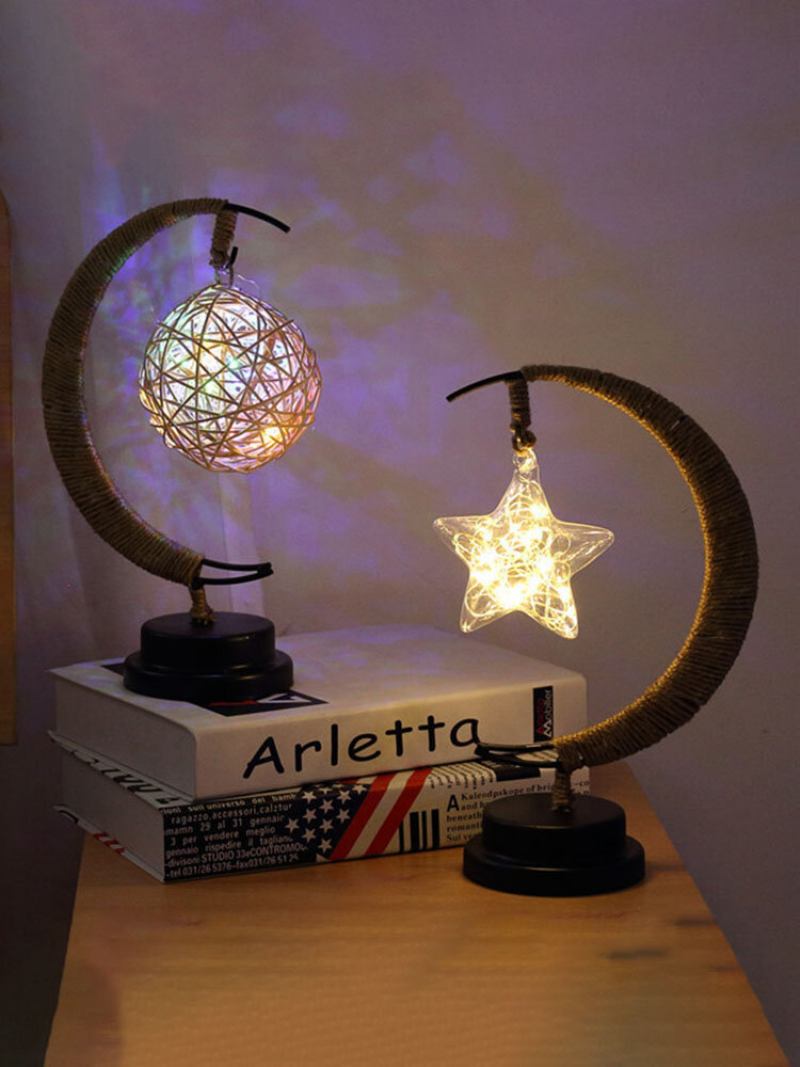 Led Stars Φωτιστικό Φεγγαριού Rattan Ball Apple Night Light Χειροποίητο Σχοινί Κάνναβης Στο Κομοδίνο Διακοσμητικό Επιτραπέζιο Χειροποίητα Δώρα Γενεθλίων Διακόσμηση Σπιτιού