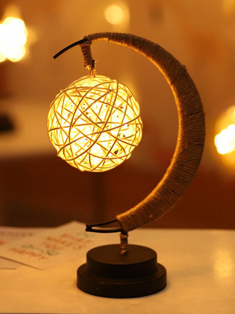 Led Stars Φωτιστικό Φεγγαριού Rattan Ball Apple Night Light Χειροποίητο Σχοινί Κάνναβης Στο Κομοδίνο Διακοσμητικό Επιτραπέζιο Χειροποίητα Δώρα Γενεθλίων Διακόσμηση Σπιτιού