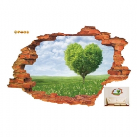 Miico Creative 3d Love Tree Scenery Σπασμένος Τοίχος Αφαιρούμενος Διακοσμητικό Αυτοκόλλητο Δωματίου Σπιτιού