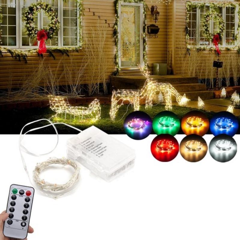 Μπαταρία 5m 50led Αδιάβροχο Fairy String Light Χριστουγεννιάτικο Τηλεχειριστήριο Διακόσμηση Σπιτιού