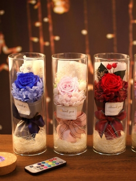 Rainbow Rose Night Light Δώρο Για Την Ημέρα Του Αγίου Βαλεντίνου Ρομαντική Διακόσμηση Dried Flower Eternal