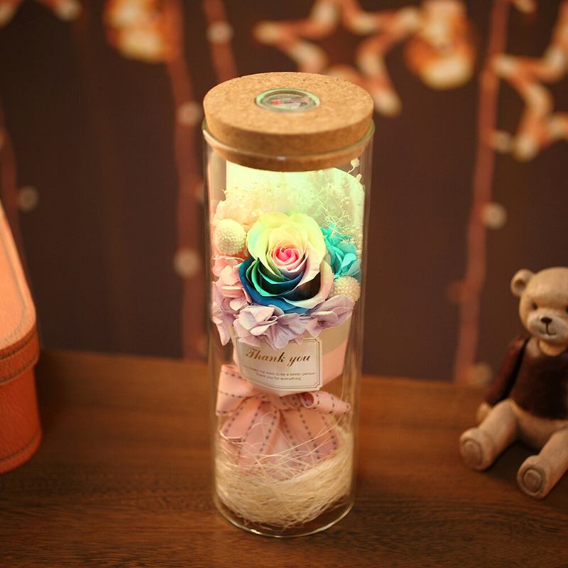 Rainbow Rose Night Light Δώρο Για Την Ημέρα Του Αγίου Βαλεντίνου Ρομαντική Διακόσμηση Dried Flower Eternal