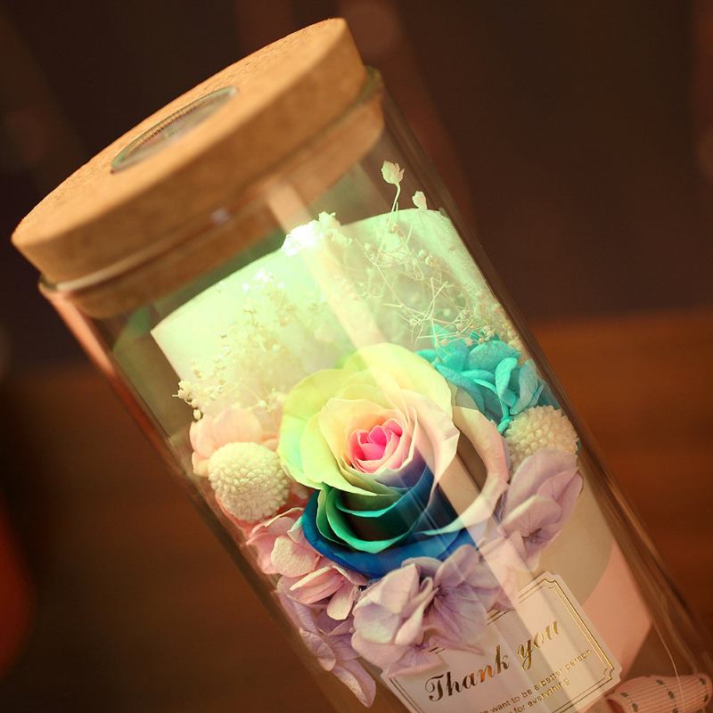 Rainbow Rose Night Light Δώρο Για Την Ημέρα Του Αγίου Βαλεντίνου Ρομαντική Διακόσμηση Dried Flower Eternal