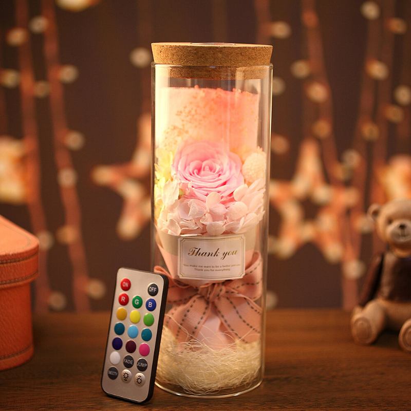 Rainbow Rose Night Light Δώρο Για Την Ημέρα Του Αγίου Βαλεντίνου Ρομαντική Διακόσμηση Dried Flower Eternal