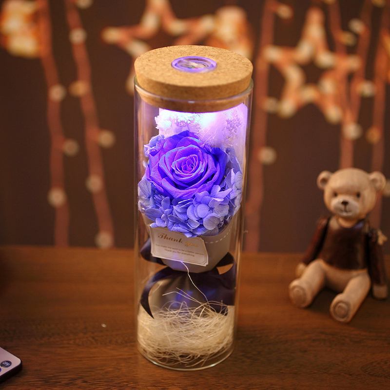 Rainbow Rose Night Light Δώρο Για Την Ημέρα Του Αγίου Βαλεντίνου Ρομαντική Διακόσμηση Dried Flower Eternal