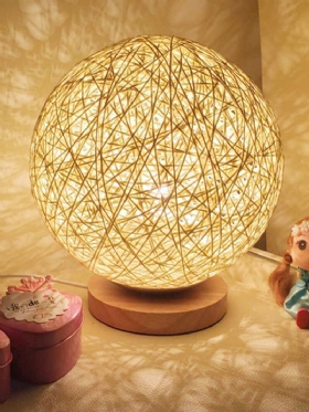 Rattan Ball Night Light Επιτραπέζιο Φωτιστικό Κομοδίνου Διακόσμηση Σπιτιού Δώρο Αγίου Βαλεντίνου