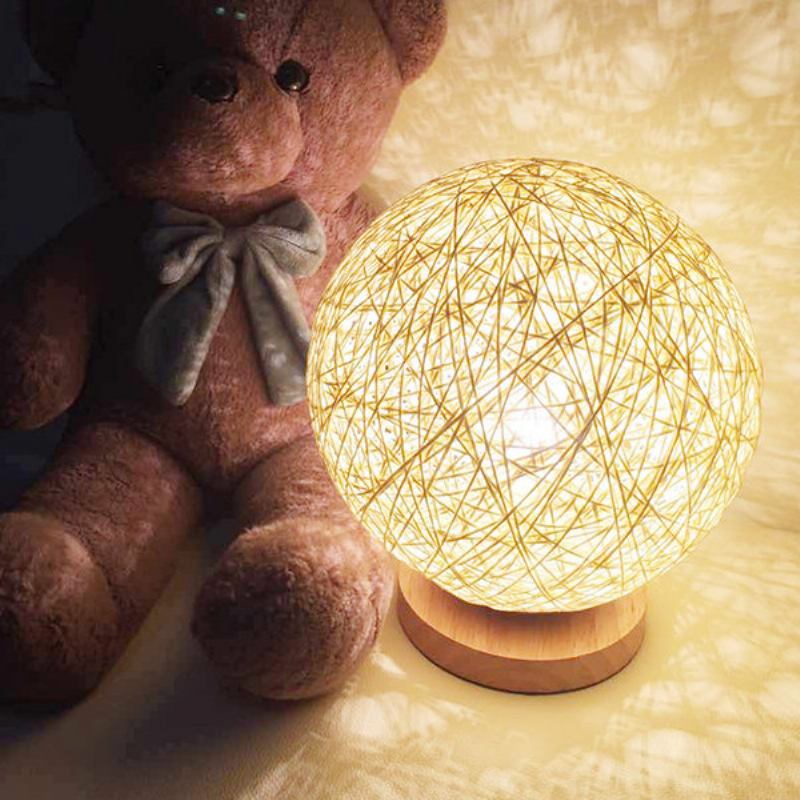 Rattan Ball Night Light Επιτραπέζιο Φωτιστικό Κομοδίνου Διακόσμηση Σπιτιού Δώρο Αγίου Βαλεντίνου