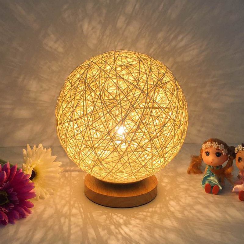 Rattan Ball Night Light Επιτραπέζιο Φωτιστικό Κομοδίνου Διακόσμηση Σπιτιού Δώρο Αγίου Βαλεντίνου