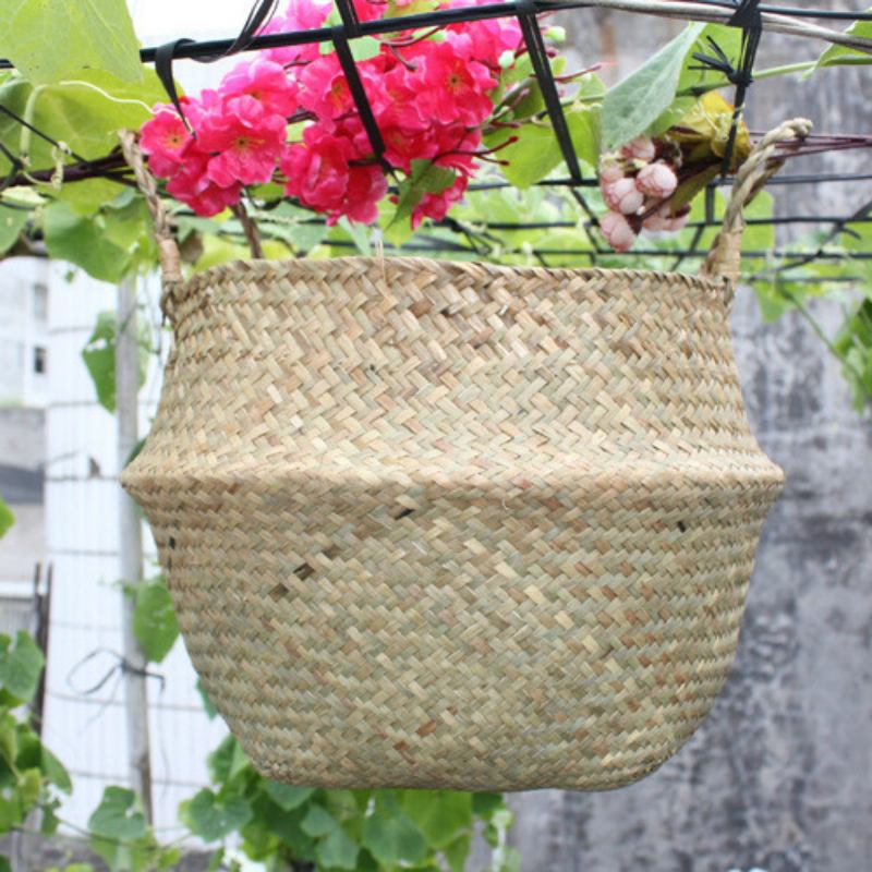 Seagrass Belly Basket Storage Laundry Home Panier Boule Natural Sea Grass