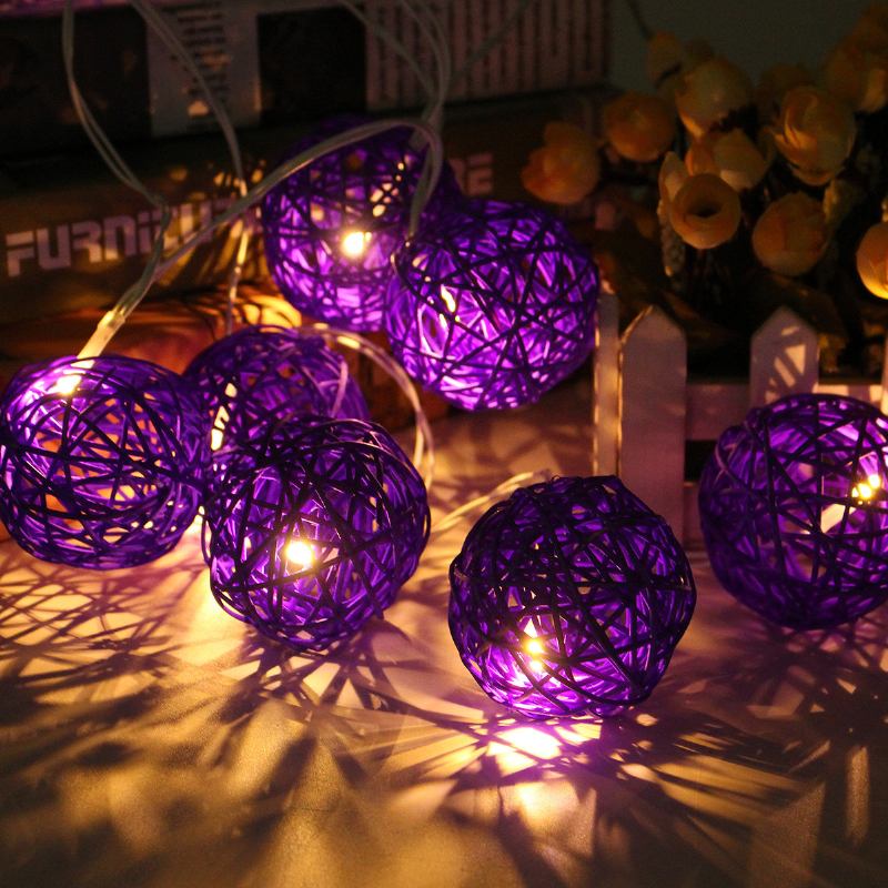 Σετ Φωτιστικών Με Χορδές 20 Led Rattan Ball Νεράιδα Στο Σπίτι Πολύχρωμο Φωτιστικό Διακόσμηση Γάμου