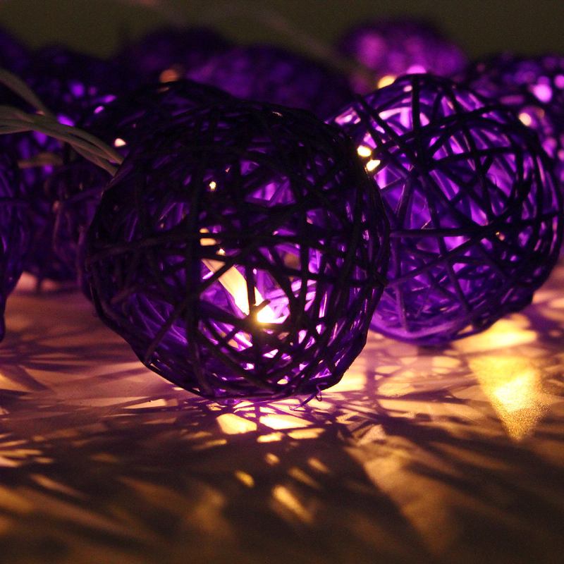 Σετ Φωτιστικών Με Χορδές 20 Led Rattan Ball Νεράιδα Στο Σπίτι Πολύχρωμο Φωτιστικό Διακόσμηση Γάμου