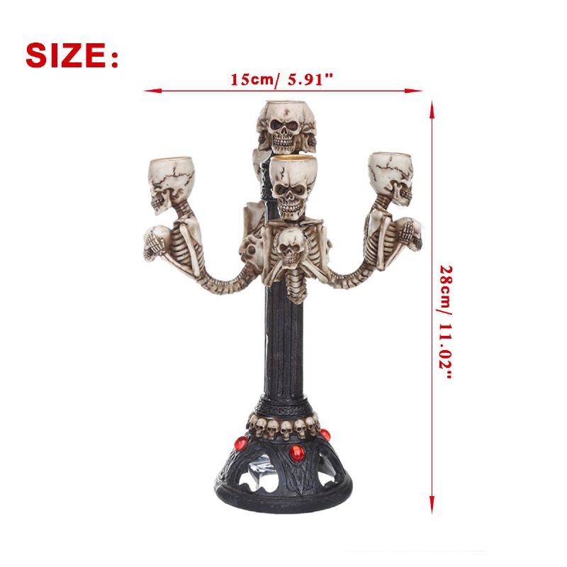 Skull Candlestick Resin Craft Statues Creative Figurines Sculpture Decoration Party